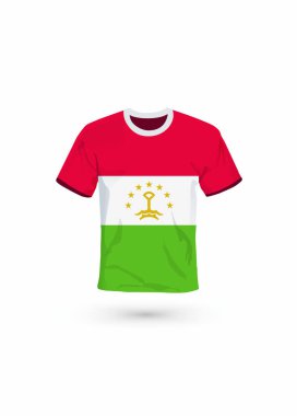 Tacikistan bayrağı renginde spor gömlek. Spor, şampiyonluk ve milli takım için vektör illüstrasyonu, spor oyunu