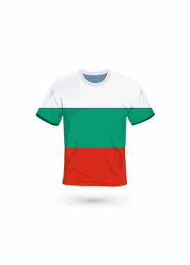 Bulgar bayrağı renginde spor gömlek. Spor, şampiyonluk ve milli takım için vektör illüstrasyonu, spor oyunu