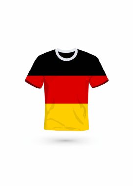 Alman bayrağı renginde spor gömlek. Spor, şampiyonluk ve milli takım için vektör illüstrasyonu, spor oyunu