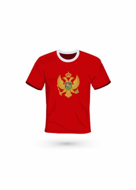 Karadağ bayrağı renginde spor gömlek. Spor, şampiyonluk ve milli takım için vektör illüstrasyonu, spor oyunu