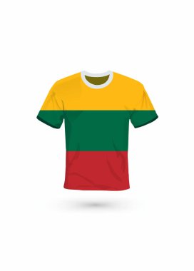 Litvanya bayrağı renginde spor gömlek. Spor, şampiyonluk ve milli takım için vektör illüstrasyonu, spor oyunu