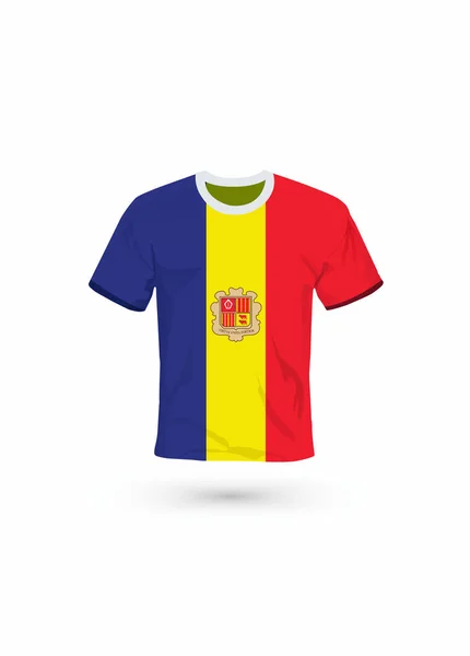 Sportshirt Kleuren Van Andorra Vlag Vector Illustratie Voor Sport Kampioenschap — Stockvector