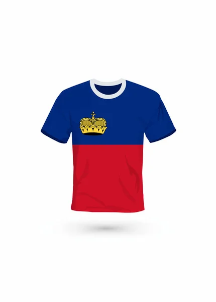 Αθλητικό Πουκάμισο Χρώματα Της Σημαίας Του Λιχτενστάιν Εικονογράφηση Διάνυσμα Για — Διανυσματικό Αρχείο