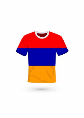 Ermenistan bayrağı renginde spor gömlek. Spor, şampiyonluk ve milli takım için vektör illüstrasyonu, spor oyunu