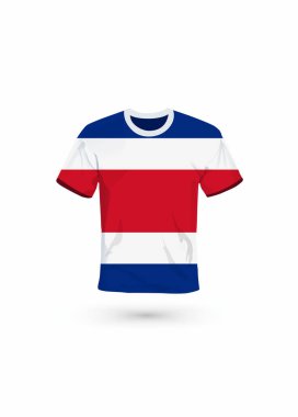 Kosta Rika bayrağı renginde spor gömlek. Spor, şampiyonluk ve milli takım için vektör illüstrasyonu, spor oyunu