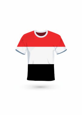 Yemen bayrağı renginde spor gömlek. Spor, şampiyonluk ve milli takım için vektör illüstrasyonu, spor oyunu