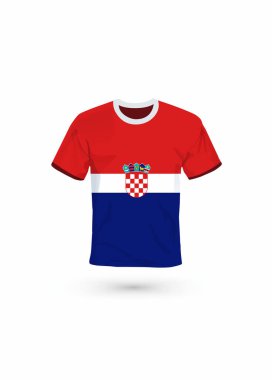 Hırvatistan bayrağı renginde spor gömlek. Spor, şampiyonluk ve milli takım için vektör illüstrasyonu, spor oyunu