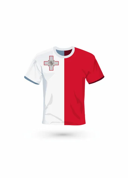 Αθλητικό Πουκάμισο Χρώματα Της Μάλτας Σημαία Εικονογράφηση Διάνυσμα Για Τον — Διανυσματικό Αρχείο