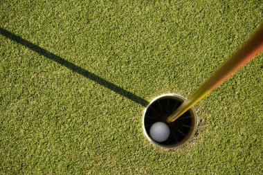 Golf topu deliğe.