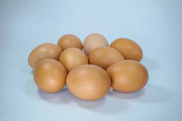 Group Brown Fresh Eggs White Background — Stock Photo, Image