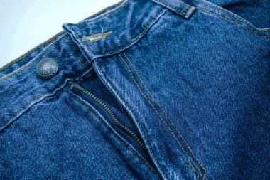 Koyu mavi kot pantolon desenini kapat. Blue Jeans desen-gri arkaplan.                                