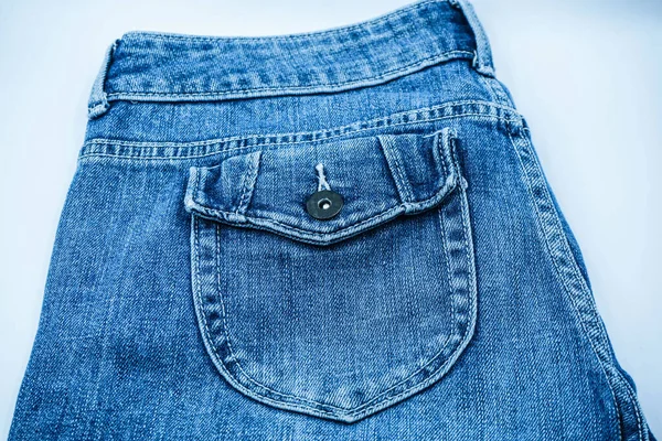 Gros Plan Vieux Jeans Bleu Foncé Texture Fond Jeans Bleu — Photo