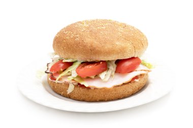 Hamburger jambon ve salata ile 