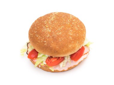 Hamburger topuz jambon ve salata ile 