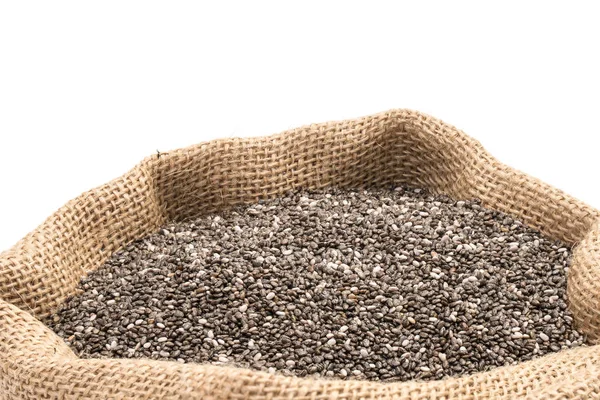 Chia seeds in a sack — Stock Photo, Image