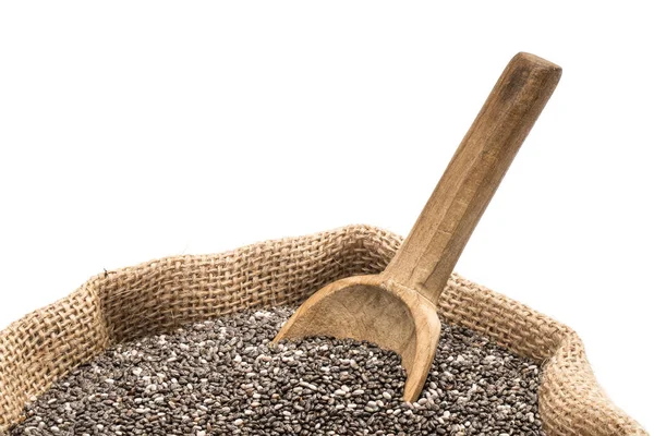 Chia seeds in a sack — Stock Photo, Image