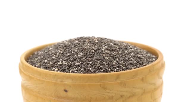 Chia seeds in turning bowl — Stock Video