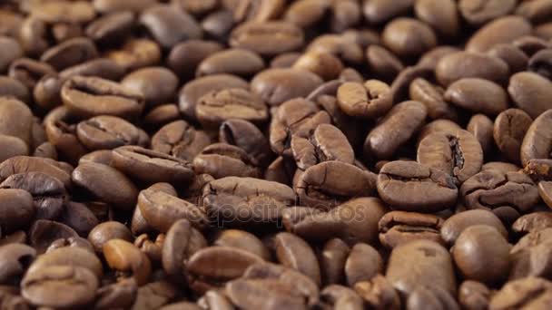 Coffee beans moving under camera — Stock Video
