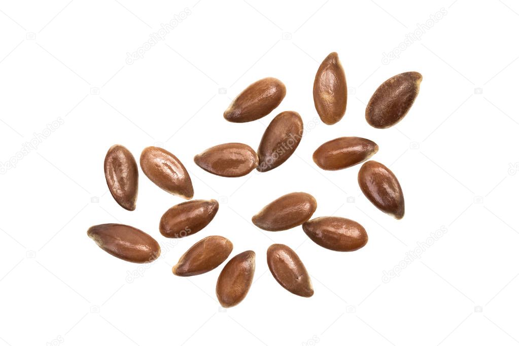 Linseeds on white background