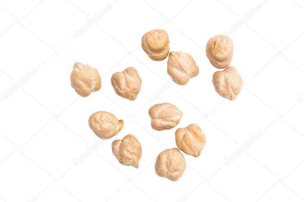 Some chickpeas on white background