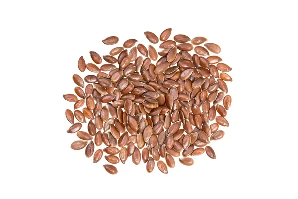 Algumas sementes de linho no fundo branco — Fotografia de Stock