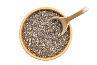 Tahta bir kasede Chia tohumları