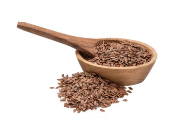 Keten tohumu ve kaşık Tahta kase