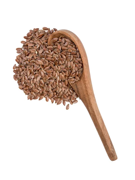 Lžíce s lněnými semínky — Stock fotografie