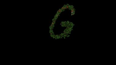 Farklı alfa kanallı Noel çelengi yazı tipi G karakteri