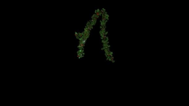 圣诞花环字体与分开的阿尔法通道字符A — 图库视频影像