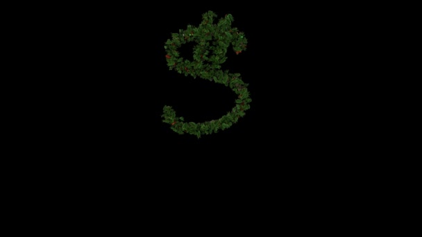 Christmas Wreath Typeface Separate Alpha Channel Character — ストック動画