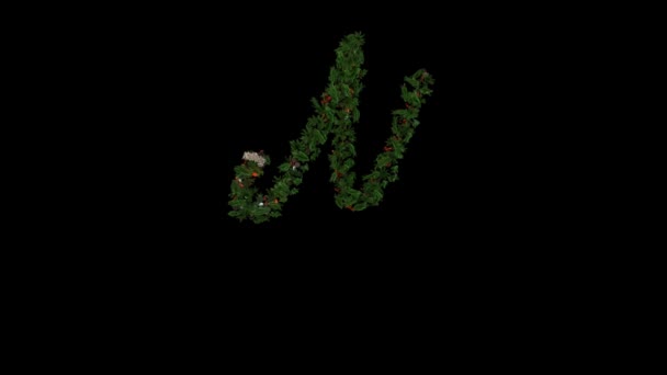 圣诞花环字体有独立的 通道字符N — 图库视频影像