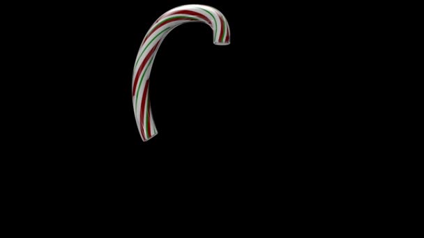 Animated Christmas Candy Cane Typeface Separate Alpha Channel Character — Stock Video