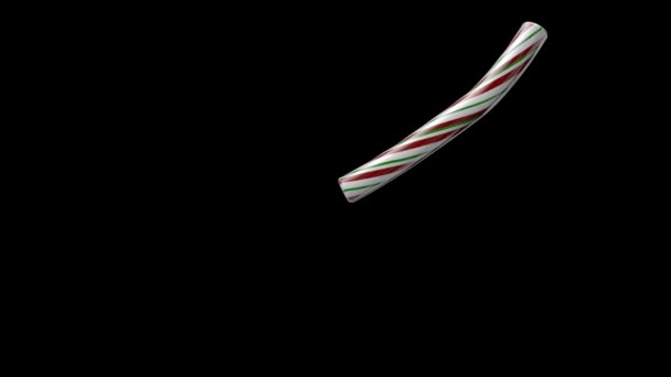 Animated Christmas Candy Cane Typeface Separate Alpha Channel Character — Stock Video