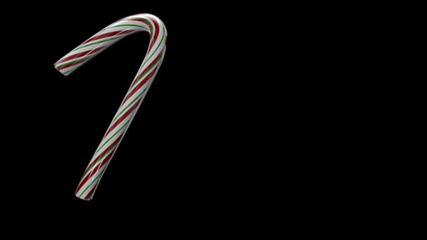 Animated Christmas Candy Cane Typeface Separate Alpha Channel Character — Stock Video