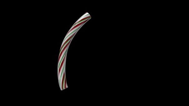 Animated Christmas Candy Cane Typeface Separate Alpha Channel Character — Stock Video