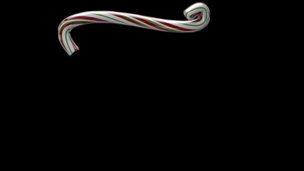 Animowane Świąteczne Cukierki Trzciny Pismo Oddzielnym Kanałem Alfa Postać — Wideo stockowe