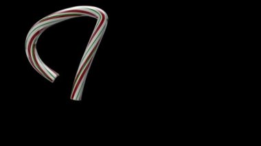 3D animasyon noel şekerleme yazı tipi ayrı alfa kanalı, W karakteri