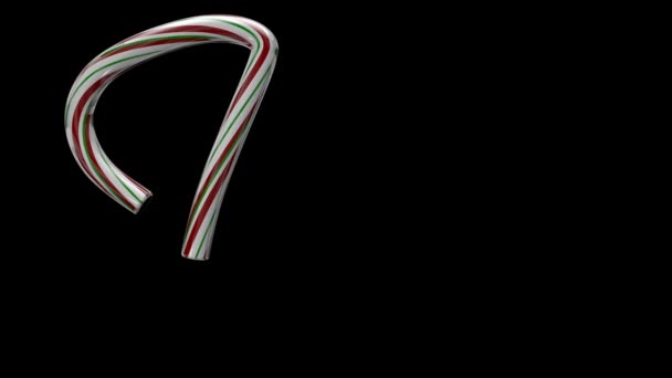 Κινούμενα Χριστούγεννα Candy Ζαχαροκάλαμο Typeface Ξεχωριστό Κανάλι Άλφα Χαρακτήρας — Αρχείο Βίντεο