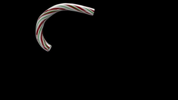 Animated Christmas Candy Cane Typeface Separate Alpha Channel Character — Stock Video