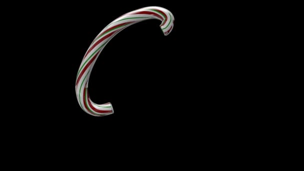 Анимированные Рождественские Конфеты Тростниковый Шрифт Отдельным Альфа Канал Символ — стоковое видео
