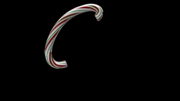 Geanimeerde Kerst Candy Cane Lettertype Met Aparte Alpha Kanaal Het — Stockvideo