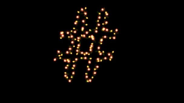 Animated Blinking Christmas Lights Separate Alpha Channel Character Hashtag — 비디오