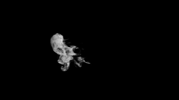 Typographie animée de fumée 3D en police bouclée avec canal alpha montant formant une lettre et continuant à élever le personnage  