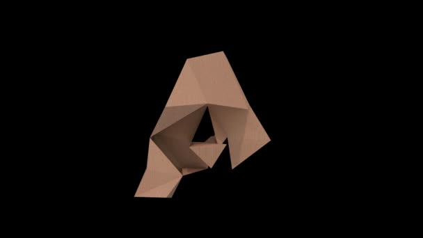 Animated Low Polygon Cardboard Text Alpha Channel Character — Stock Video