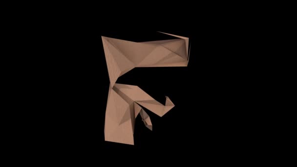 3D动画低多边形硬纸板文本 带有字母F的Alpha通道 — 图库视频影像