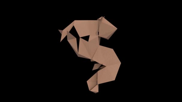 3d animé bas texte en carton polygone avec canal alpha le caractère USD 