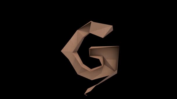 Animated Low Polygon Cardboard Text Alpha Channel Character — Stock Video