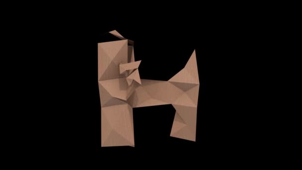 Animated Low Polygon Cardboard Text Alpha Channel Character — 비디오