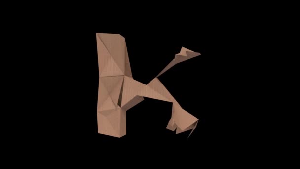 Animated Low Polygon Cardboard Text Alpha Channel Character — ストック動画